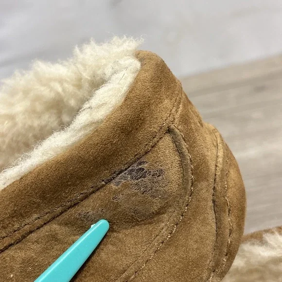 UGG Ascot Mens Approx 10 Chestnut Suede Sheepskin Comfort Slip On Shoes - Picture 10 of 11